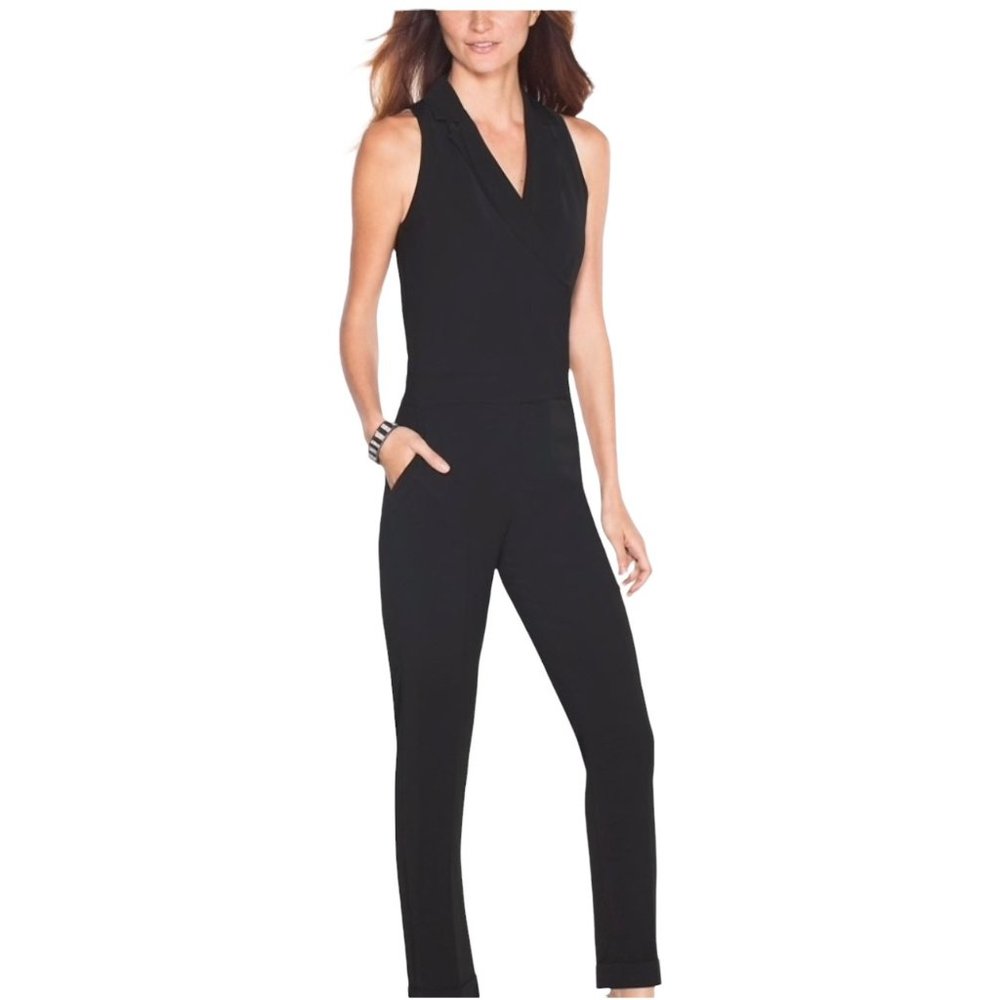 White House Black Market Tux Sleeveless Jumpsuit Sz 14